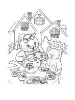 coloriage chatte jouant a la dinette
